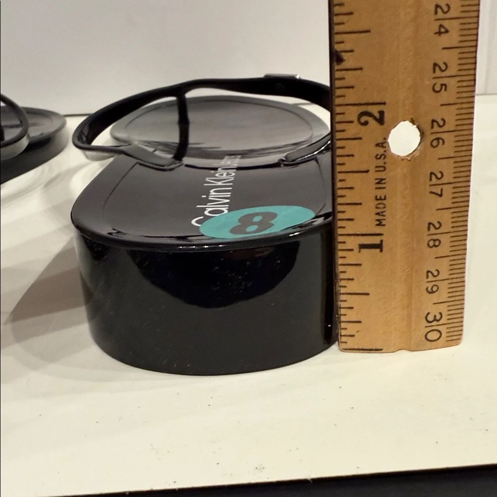 Calvin Klein Jeans Glossy Black Flip Flops thong sandals Women's NEW with tag - Picture 6 of 13